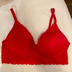 Victorias Secret Pink bralette. Red lace. Size Large. Worn once